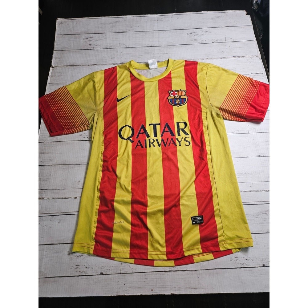 Nike FC Barcelona Neymar Jr #11 Jersey XL Senyera Red Yellow Qatar Airways